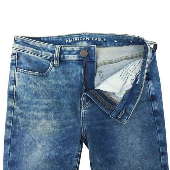 American Eagle Super Stretch Hi Rise Jegging Womens 8 Jeans Denim Distressed - Picture 7 of 15